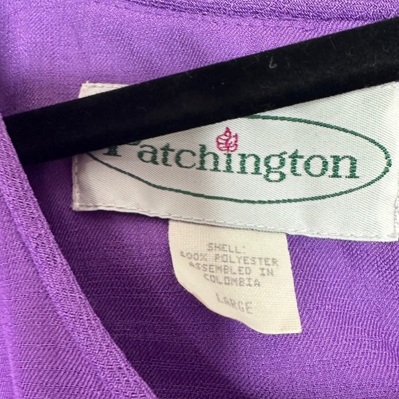 Patchington Petite VTG Purple 2pc Pantsuit Top Pants Outfit L USA Made Retro‎ - Picture 3 of 8